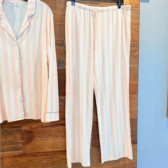 Nordstrom Moonlight Eco Knight Pastel Pink & White Striped Pajama Set NWT - Picture 6 of 16